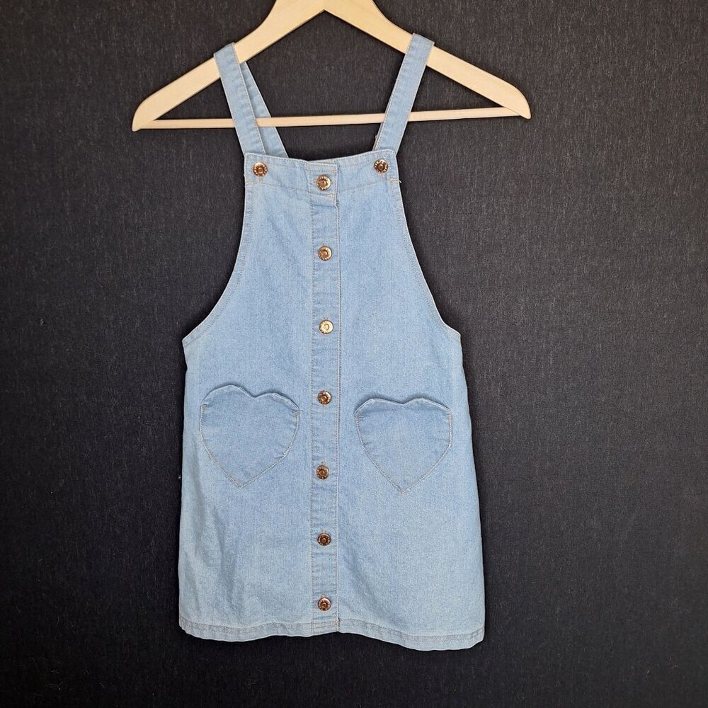 💙 Vince Camuto Girls Overall Denim Jeans Dress Size 10 Cute Outfit Preppy Playf